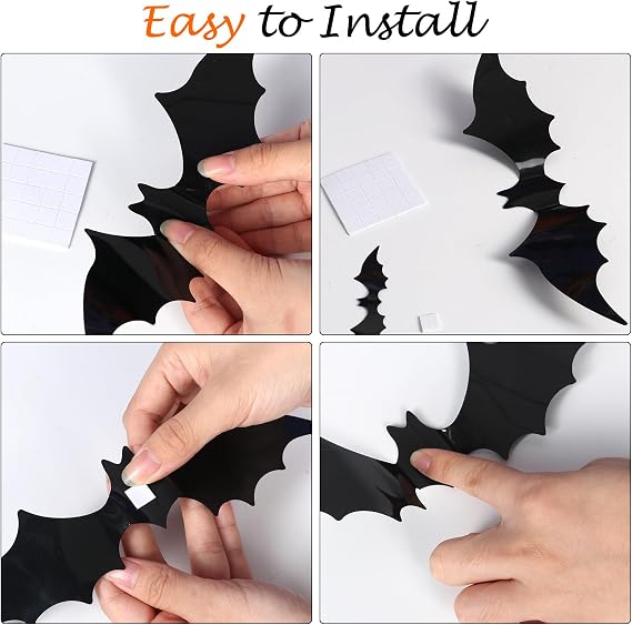 Bats Wall Decor, 170Pcs 3D Bat Halloween Decorations