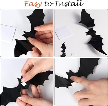 Bats Wall Decor, 170Pcs 3D Bat Halloween Decorations