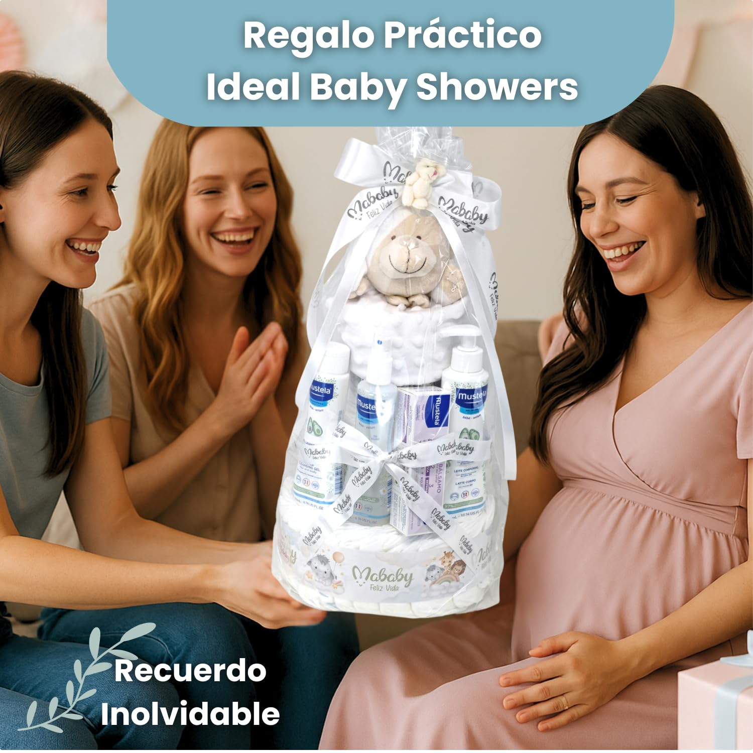 Tarta de Pañales Mis Primeros Cuidados con Doudou Osito Personalizado con Nombre Bordado, 42 Pañales Pingo Talla 2, Set de Aseo Bebé, Regalo Recién Nacido(Verde)