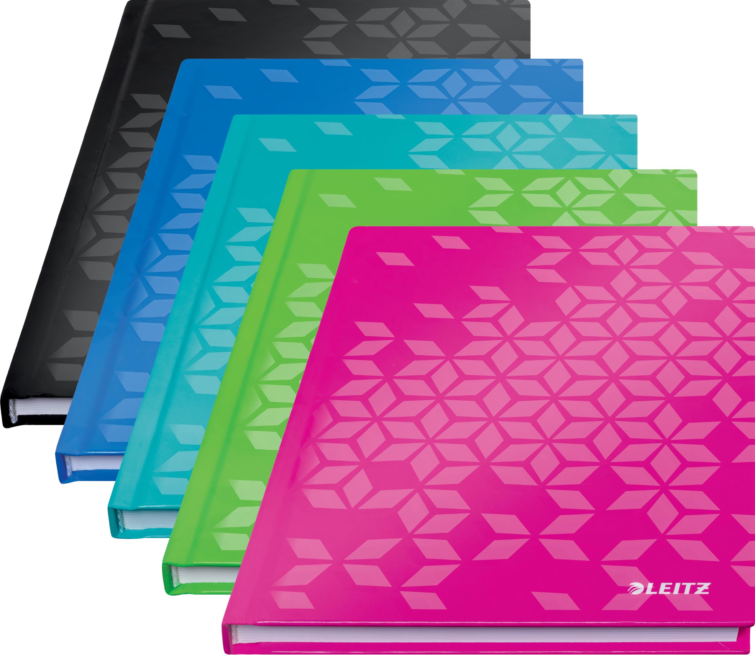 Leitz Wow A5 Lined Notebook - Hardcover 160 Pages FSC Certified Paper Green Geometric Pattern