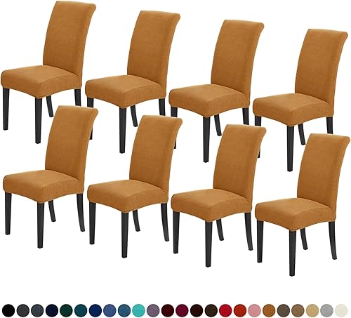 Vista 64 de Joccun - Juego de 2 fundas protectoras para sillas de comedor, fundas elásticas lavables y repelentes al agua, para hogar, hotel, banquetes