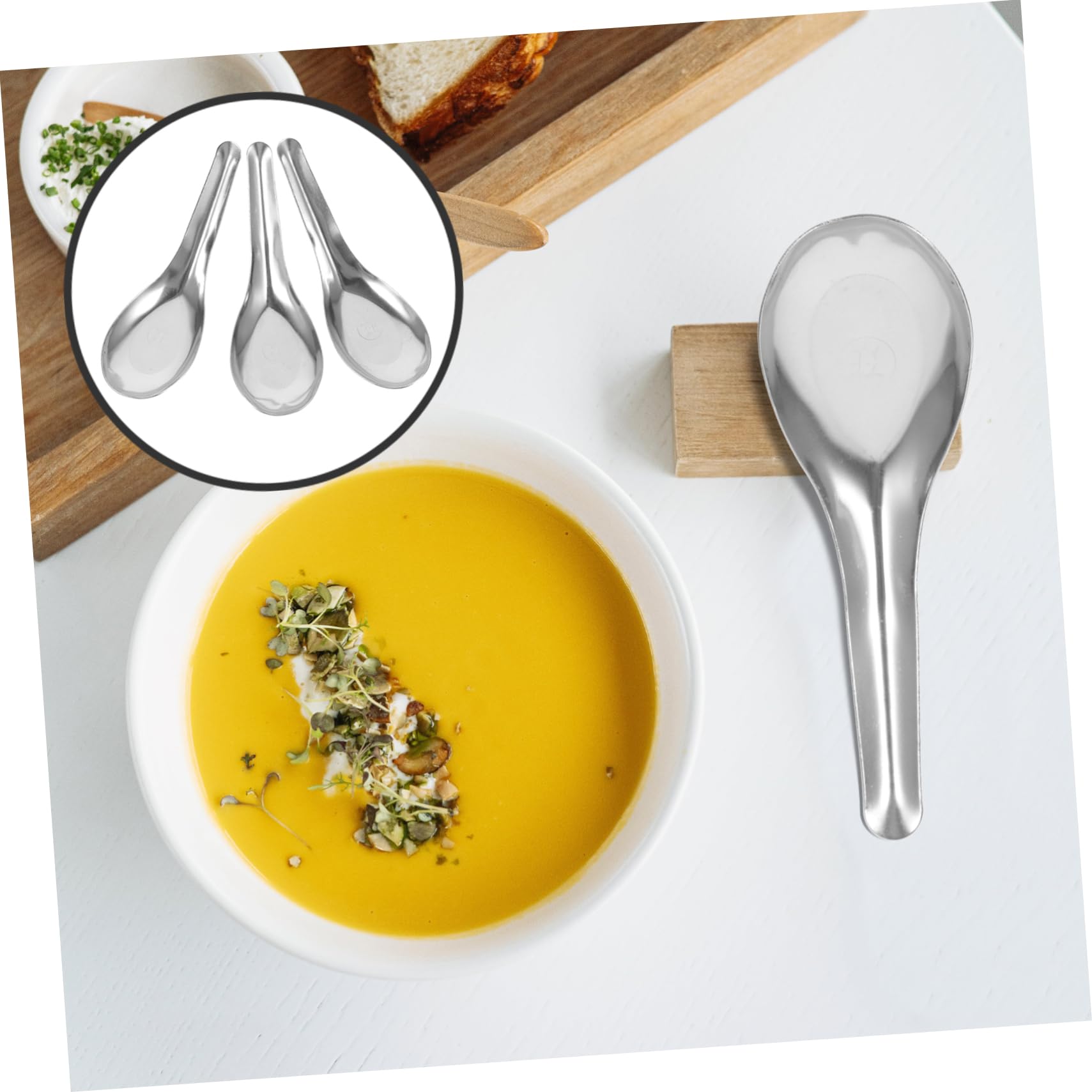 TOPBATHY 50piezas Cuchara Sopera de Acero Inoxidable Cucharas Gruesas para Sopa Vajilla Hogar y Servir Comida Restaurante