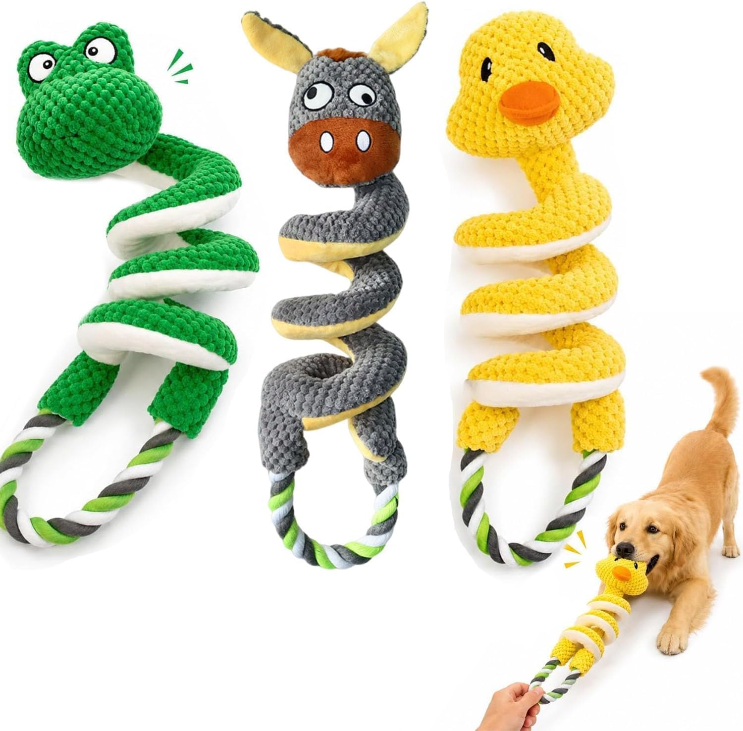 Interaktives Quietschendes Hundespielzeug Esel mit Zugseil，All