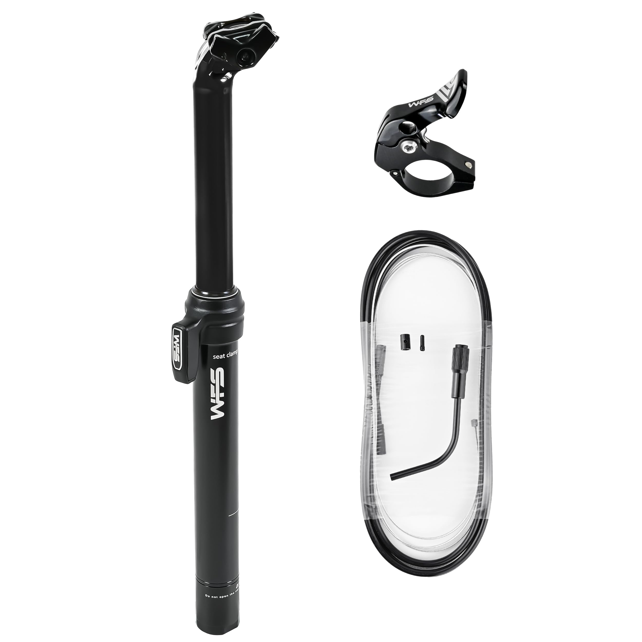WFS External Dropper Post Kit w/ Remote Lever and Cable, 27.2/ 30.9/ 31.6mm, Travel 70/90/110/125/150mm, Aluminum Alloy Seatpost for MTB Mountain/ Road/ City Bikes, Flex/ Vresa/ TerraX, Black