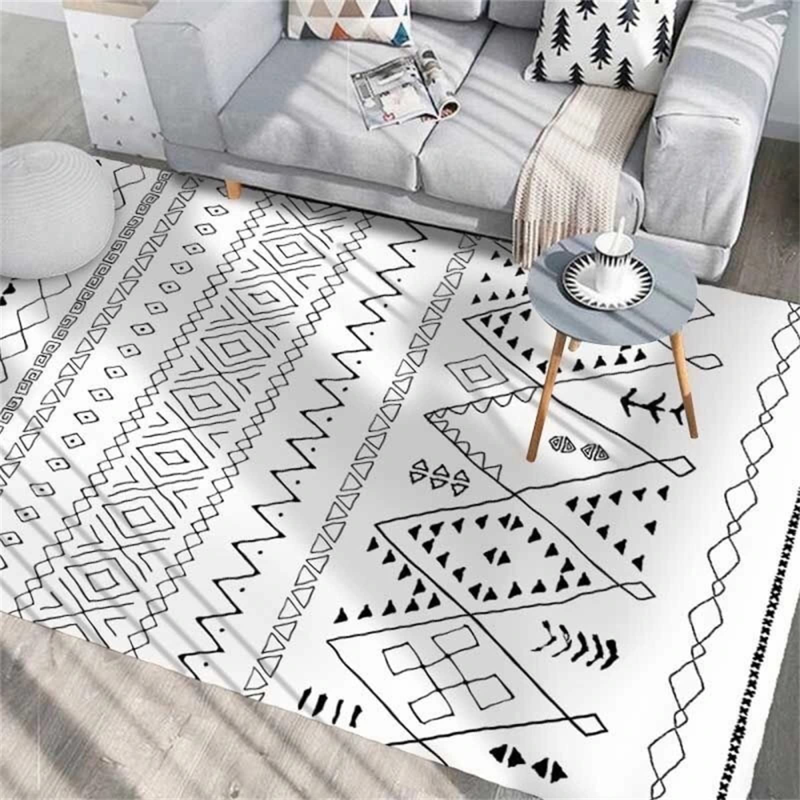 Flair Rugs Carpets For Living Room Large Moroccan black and white checkered living room rug is machine washable Stair Carpet Outdoor Mats 140X200cm Rugs For Living Room Sale