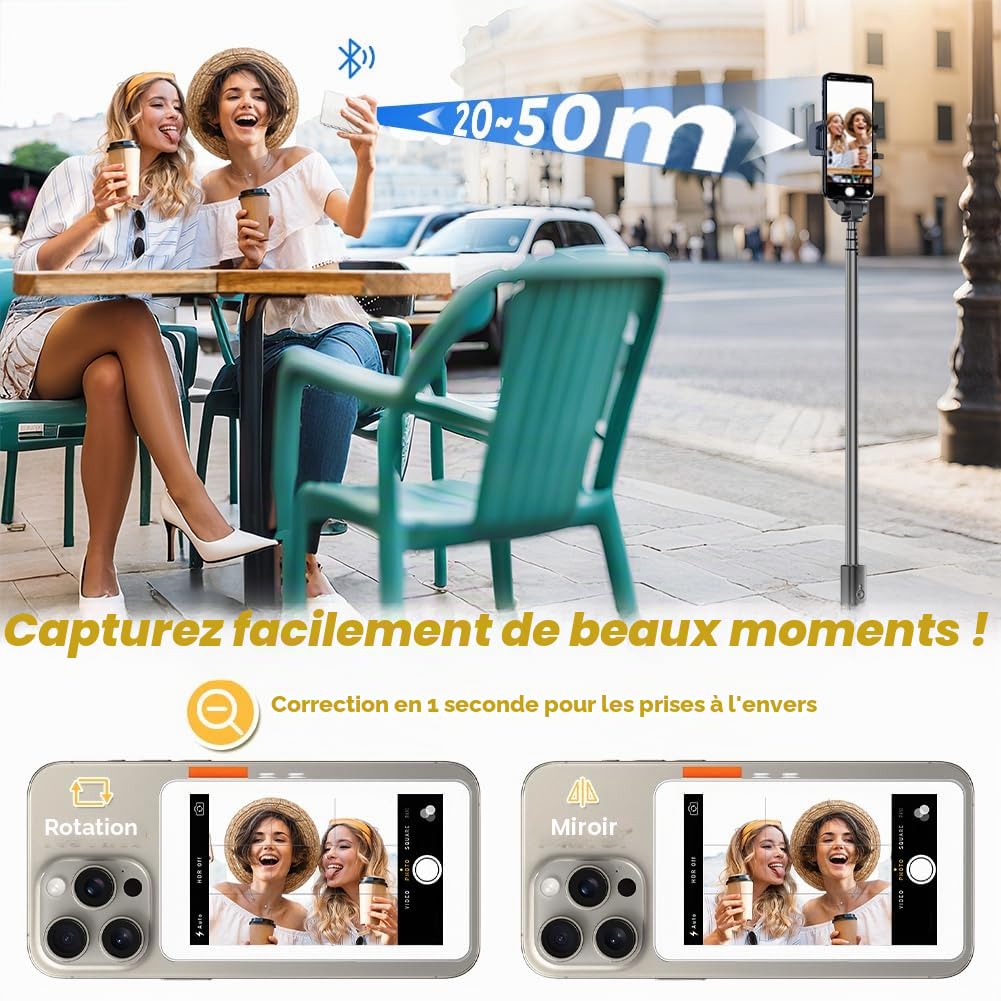 Joyzan Vlog Écran de Moniteur Selfie 3.97", 2300mAh Écran de Surveillance Magnétique Téléphone 4K 1080p Caméra Arrière Selfie sans Fil Haut-Parleur Intégré pour Live Streaming Vlog