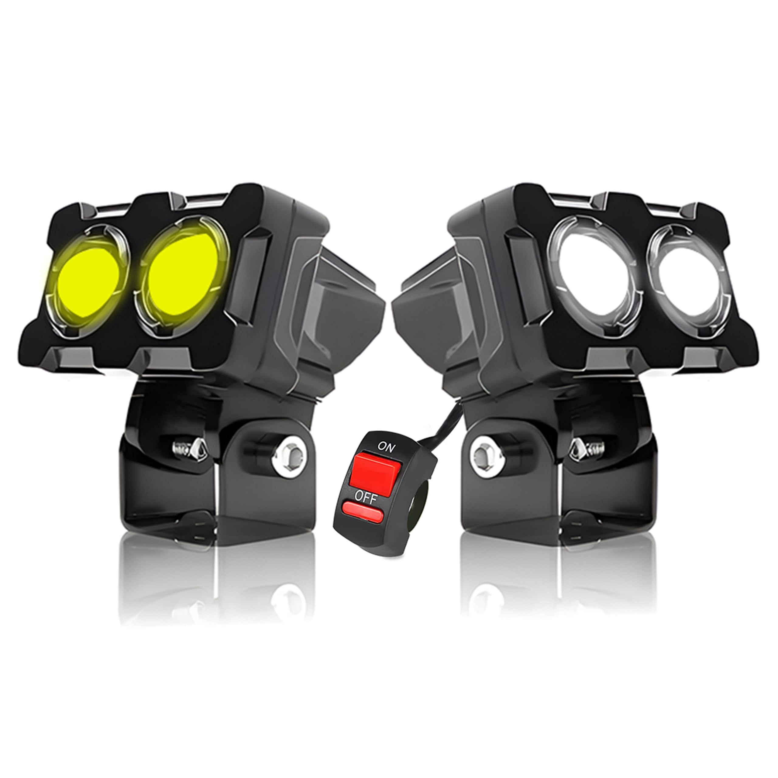 OBEROI'S TRADERS Waterproof LED Fog Light Lens Projector With HD Lens Super Bright Dual Color White | Yellow With High & Low Beam For All Motorbike, Scooty & ATVs-picture-37