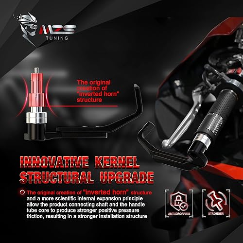 Miniatura 5 de MZS Protectores de palanca de motocicleta protector de manillar de freno universal 78 hueco extensible cepillo 6061 T6 aluminio negro compatible con