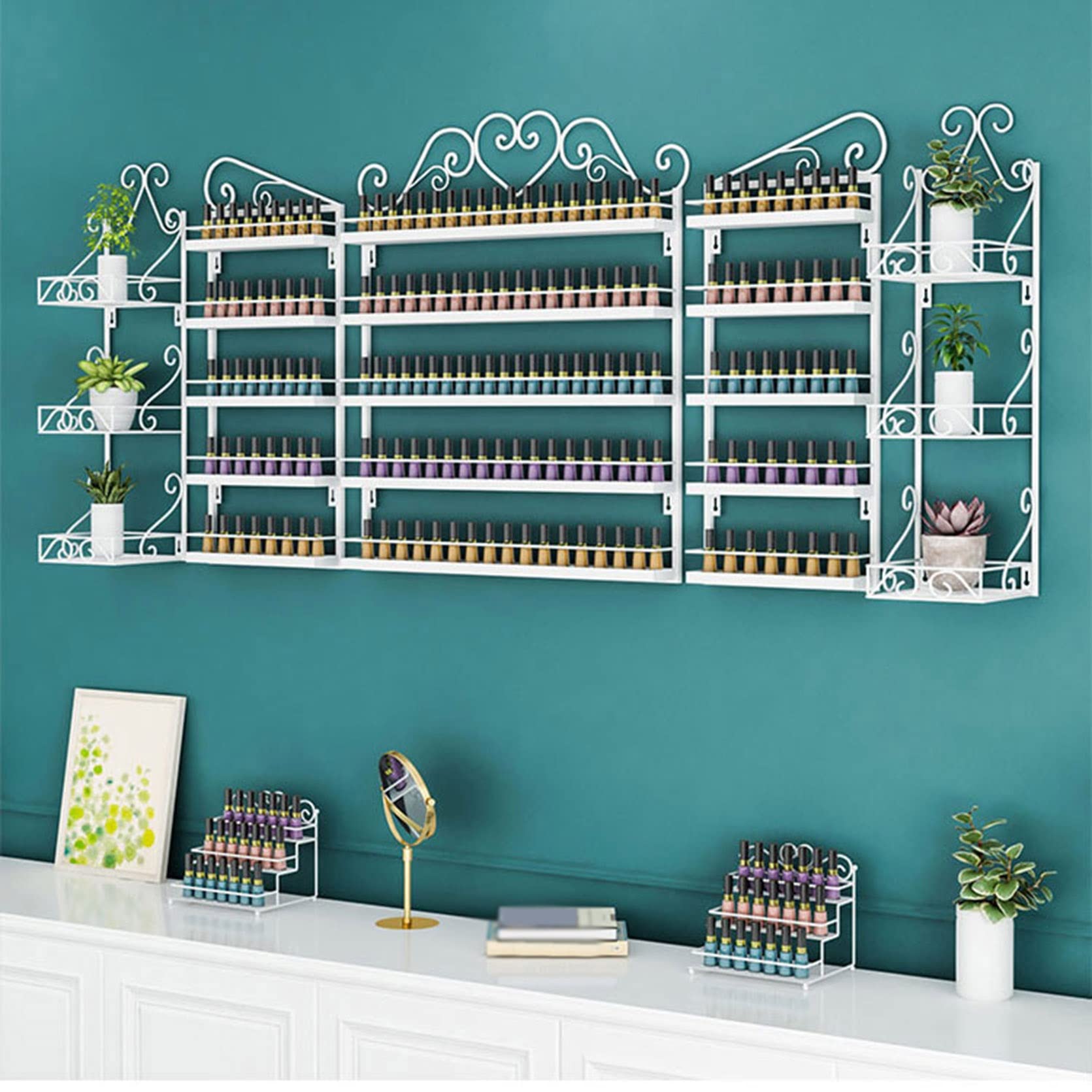 Estante para esmalte de uñas de Pared Estante almacenamiento Estantería Expositor para esmalte de uñas Estantes de Exhibición soporte Baldas organizador de Metal para Maquillaje ,cosméticos ,perfume