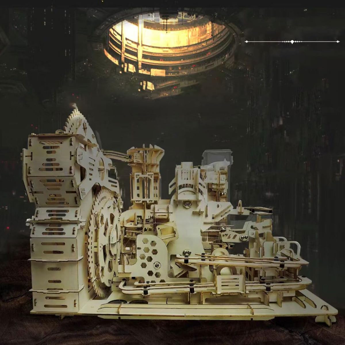Drewniane puzzle 3D dla dorosłych, mechaniczna kulka, niebo, wyspa, zestaw do budowania, 1102 szt., steampunk, kulka, tor, puzzle 3D, DIY, zestaw do samodzielnego montażu, prezent, zestaw