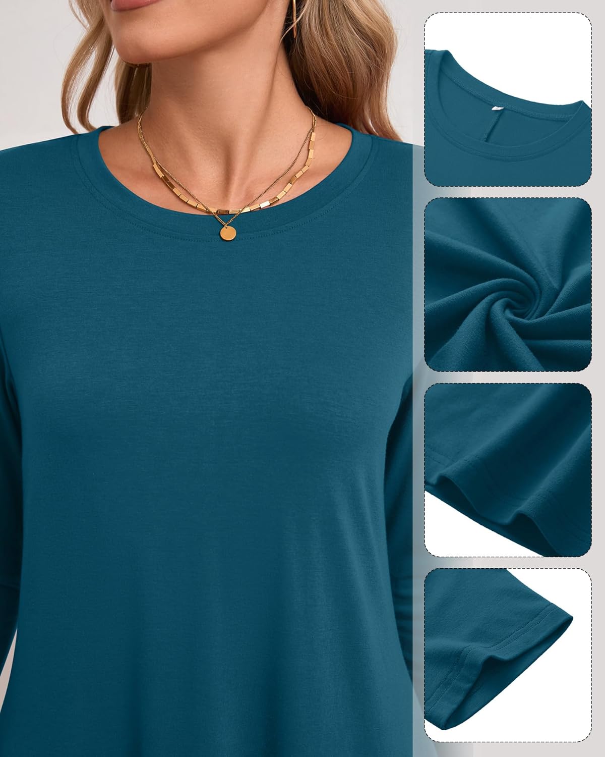 Huukeay 3 Pack Women's T Shirt Dresses, Long Sleeve Crew Neck Tunic Dresses Casual Loose Plain Dress Basic Swing Flowy Dress - Image 5