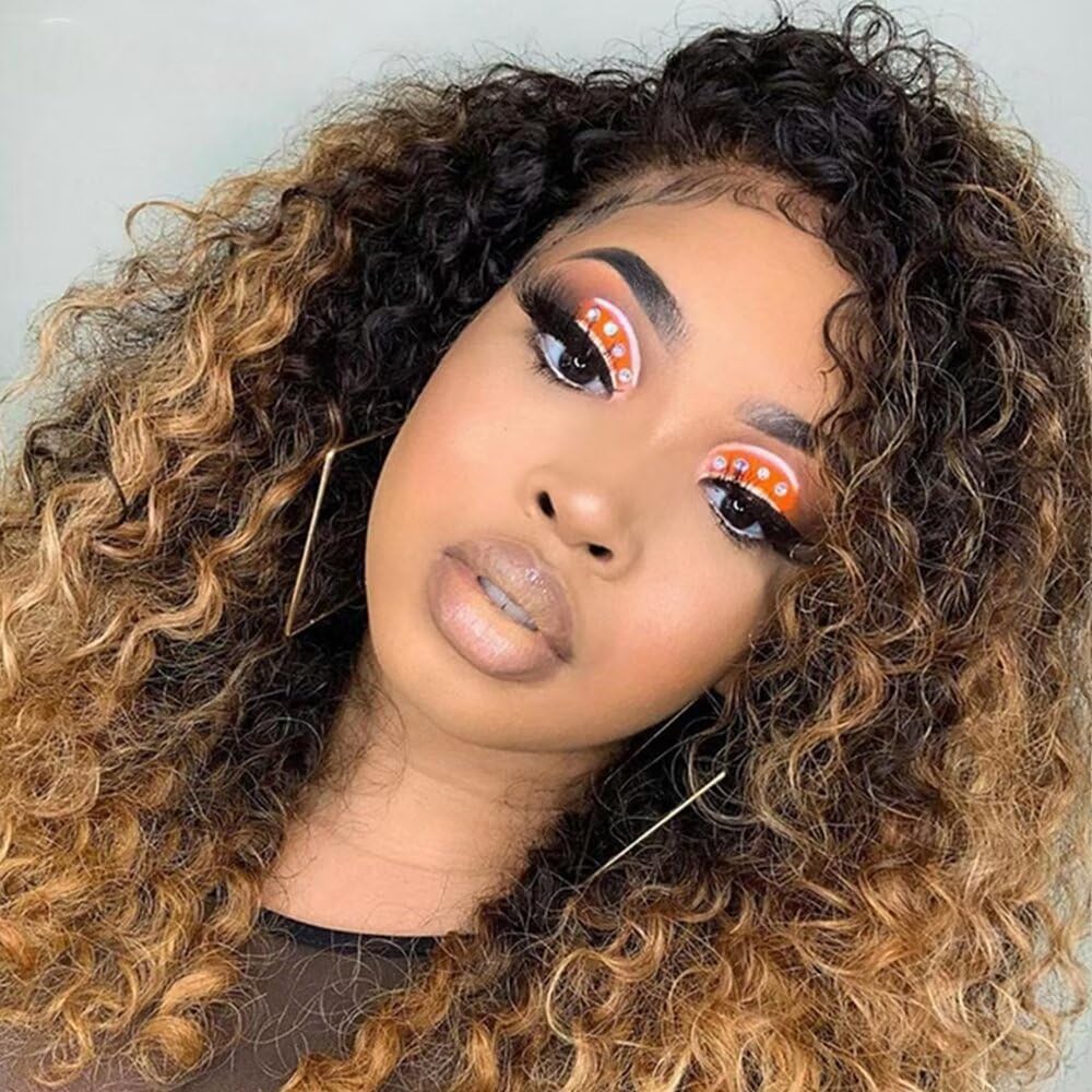 4C Hairline Edge Baby Hair Curly Bob Wig 13x4 HD Invisible Lace Front Human Hair Wigs For Women Remy Branzilian Glueless Lace Bleached Knots Wigs 150 Density Ombre Coloed Kinky Curly Deep Wave Wig