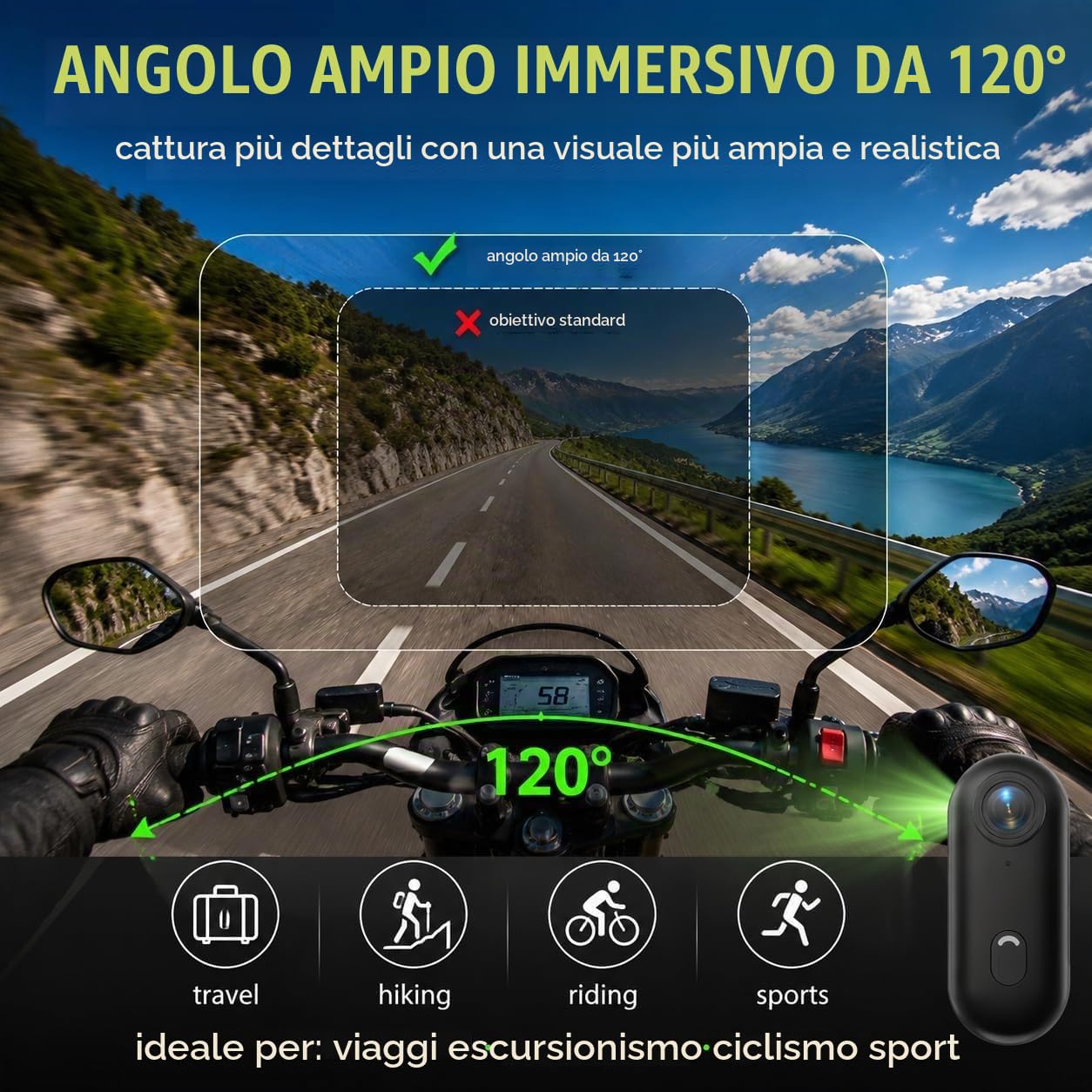 4K Action Cam Mini Bodycam WiFi Sportive Camera 120°, 30FPS POV Registrazione,Macchina Fotografica Subacquea Impermeabile 30m Mini Portatile Videocamera Magnete Clip per Casco da Bici/Moto,Nero