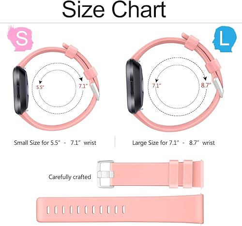 Vista 62 de Paquete de 3 correas de silicona suave compatibles para Fitbit Versa 2/Fitbit Versa/Fitbit Versa Lite, correas deportivas ajustables para mujeres