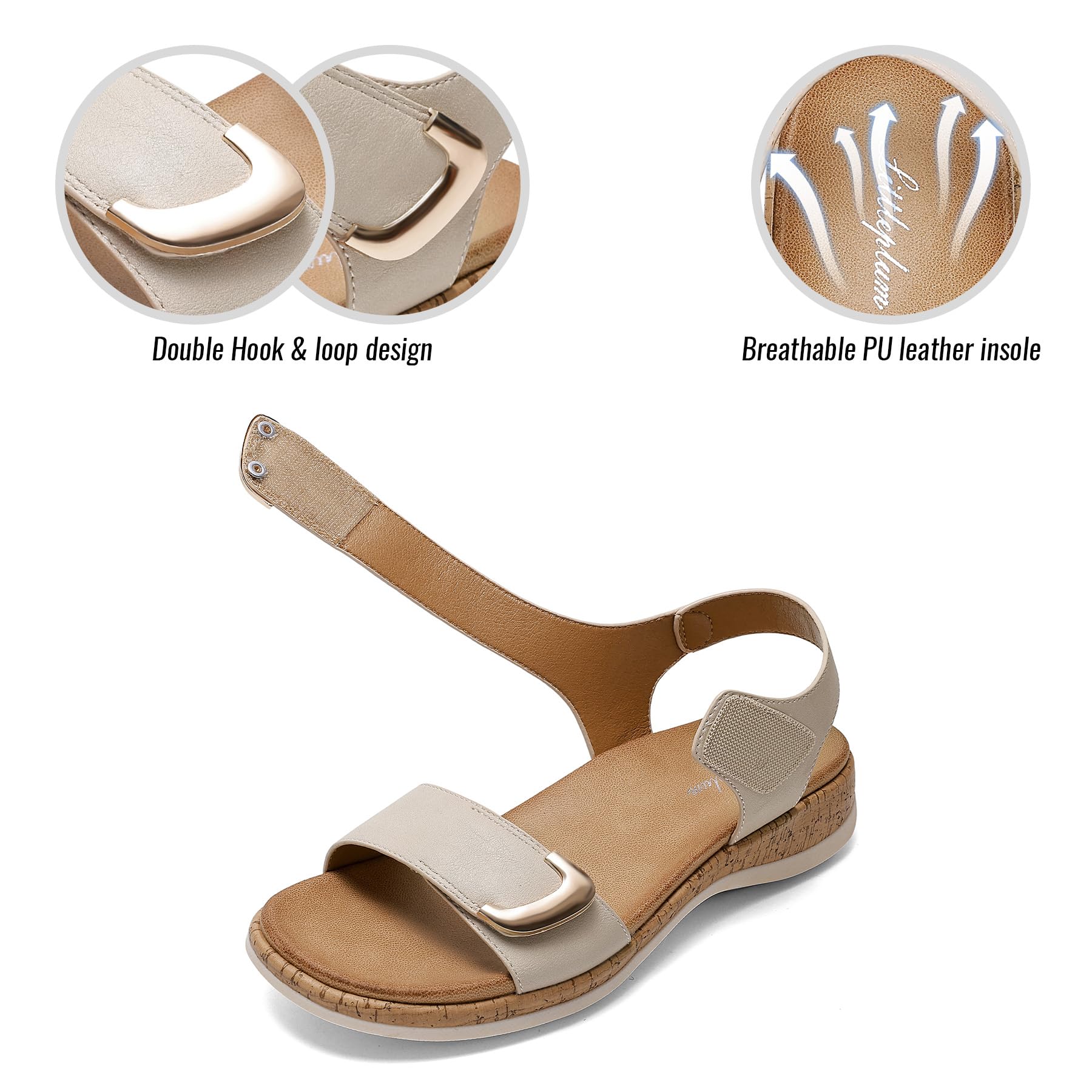 Littleplum Sandales Femme Été Confortable Casual Plats Plage Claquettes