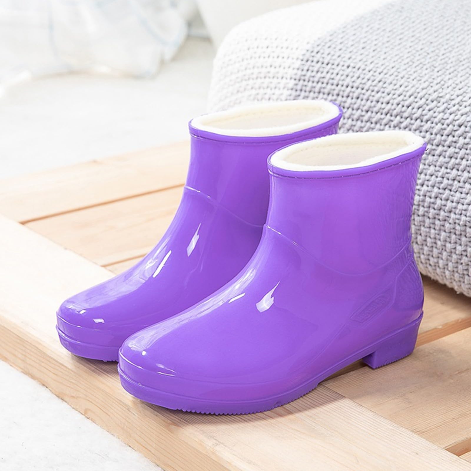 Botas de goma forradas para mujer, botas de lluvia cortas, botas de lluvia, zapatos de goma, antideslizantes, zapatos de jardín, botines impermeables, botas de lluvia, botas de goma, botas de lluvia