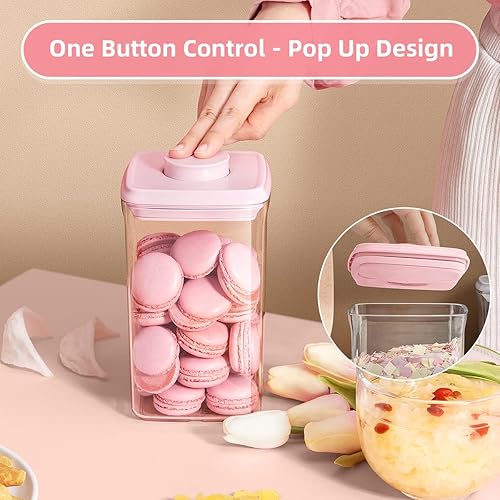 Miniatura 2 de Ankou Recipiente hermético para almacenamiento de alimentos, 7 unidades, con un botón, contenedor apilable para aperitivos, dulces, sal, hierbas,