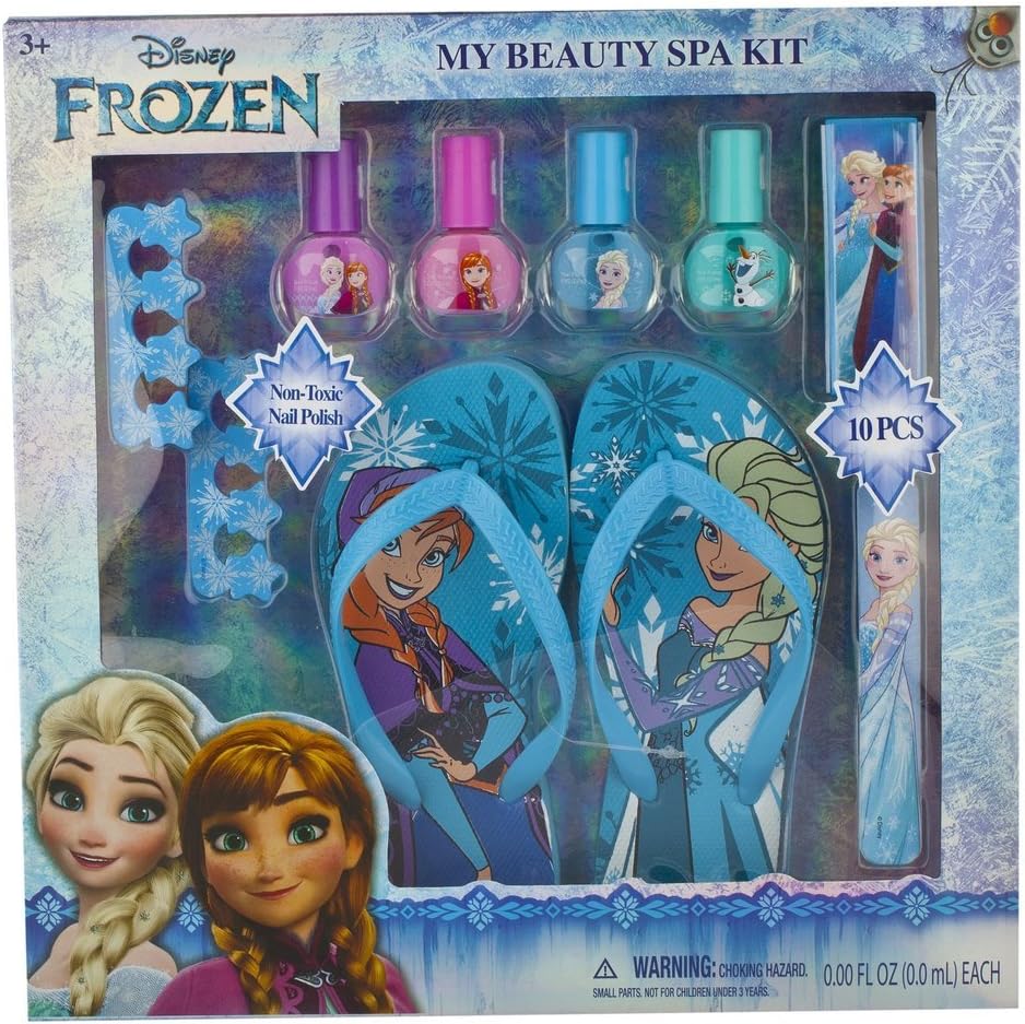 Townley Girl Disney Frozen My Beauty Spa Set, Nail Polish, Buffer, File, Sandals (Girls 10-11) and Toe Separators