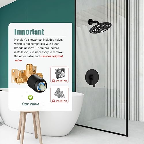 Miniatura 2 de Juego de grifo de ducha, cabezal de ducha y mango, cabezal de ducha redondo de 8 pulgadas, sistema de ducha de lluvia para baño, montaje en pared,