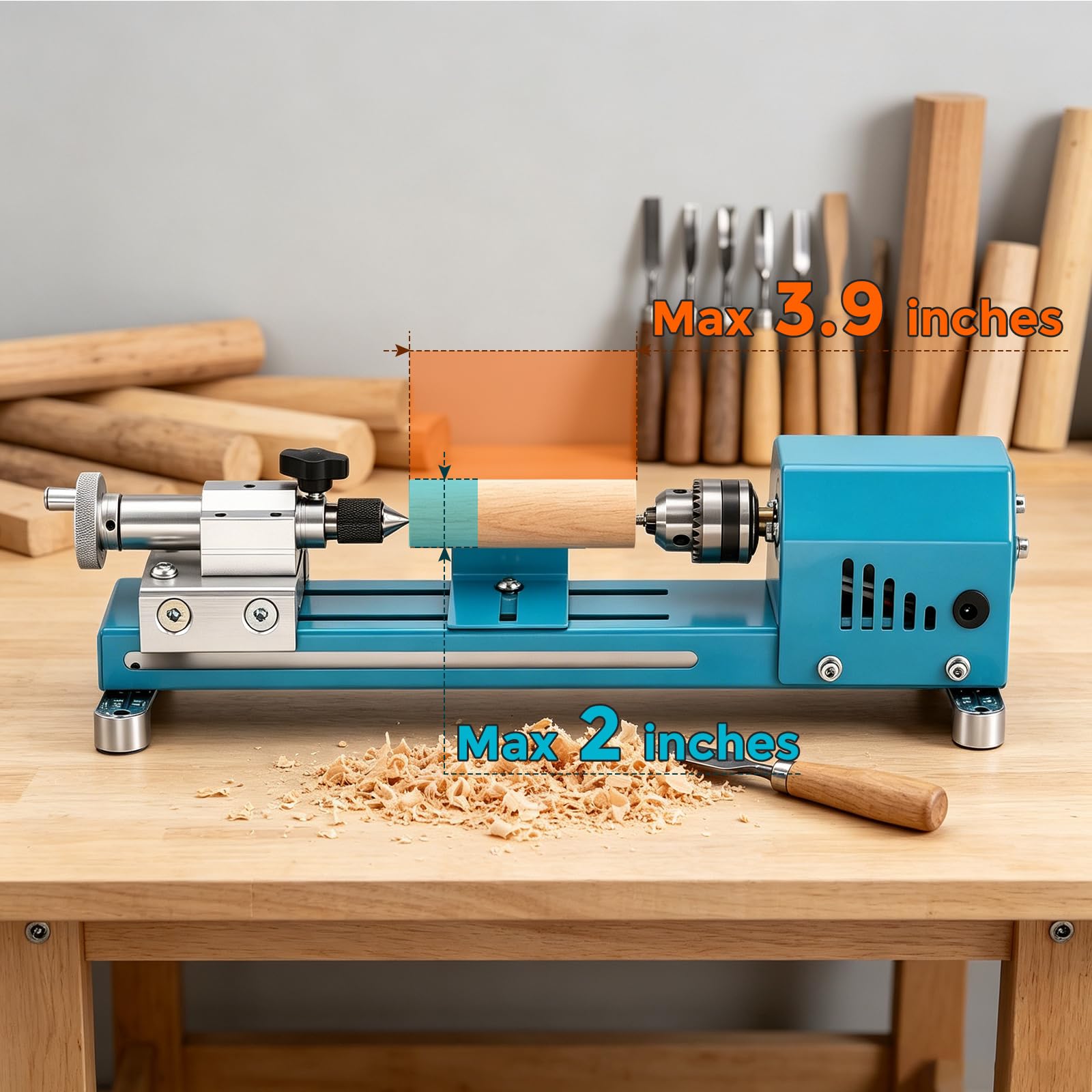 Bonvoisin Mini máquina de torno de 7 velocidades, taladro de torneado de madera para bricolaje