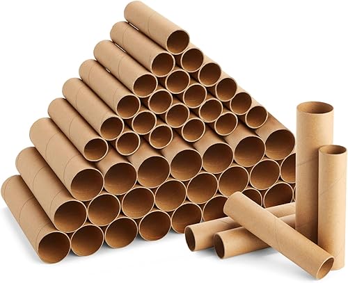 Bright Creations 50 rollos de toallas de papel vacías marrones, 2 tamaños de tubos de cartón para manualidades, proyectos de arte de bricolaje (6 y