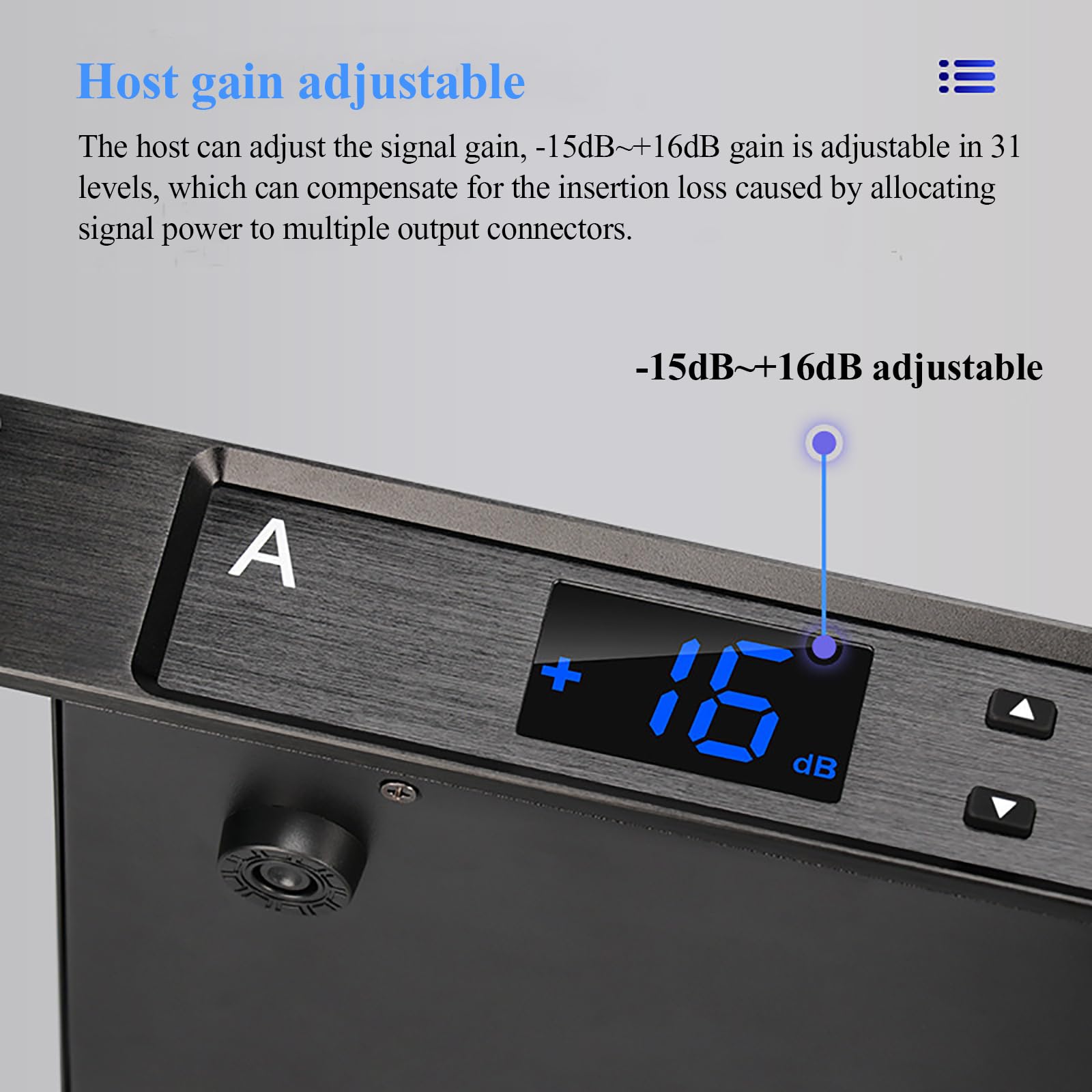 Amplificatore di segnale microfono wireless, Distribuzione antenna UHF, 2 antenne direzionali attive, 16 porte, frequenza 400-950MHz, guadagno regolabile