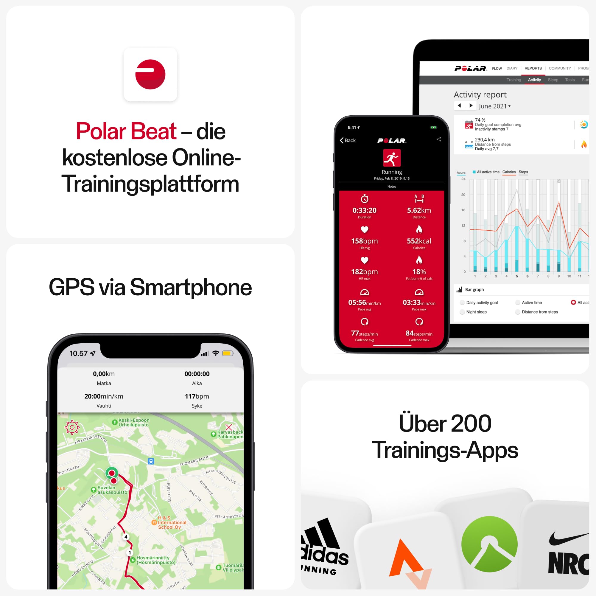 Polar H10 Herzfrequenz-Sensor ANT+ Bluetooth EKG Wasserdicht Brustgurt Grau-Schwarz M-XXL
