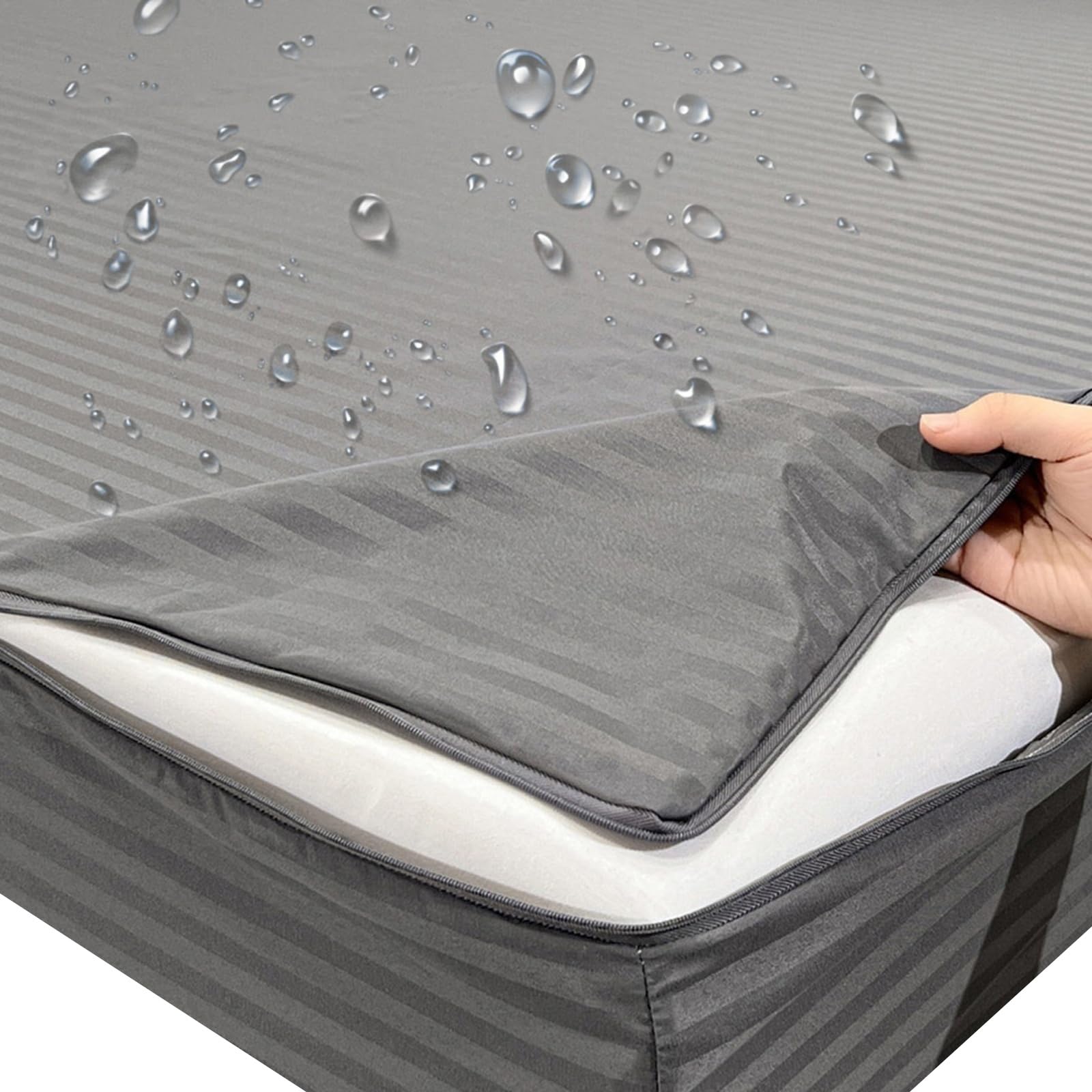 Protector de Colchón con Cremallera 4 Lados, Incluye 2 Fundas de Almohada
