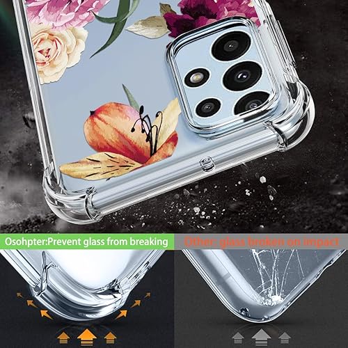 Miniatura 3 de Osophter Funda para Samsung Galaxy A23 con flores florales para niñas y mujeres con absorción de golpes flexible de goma de poliuretano