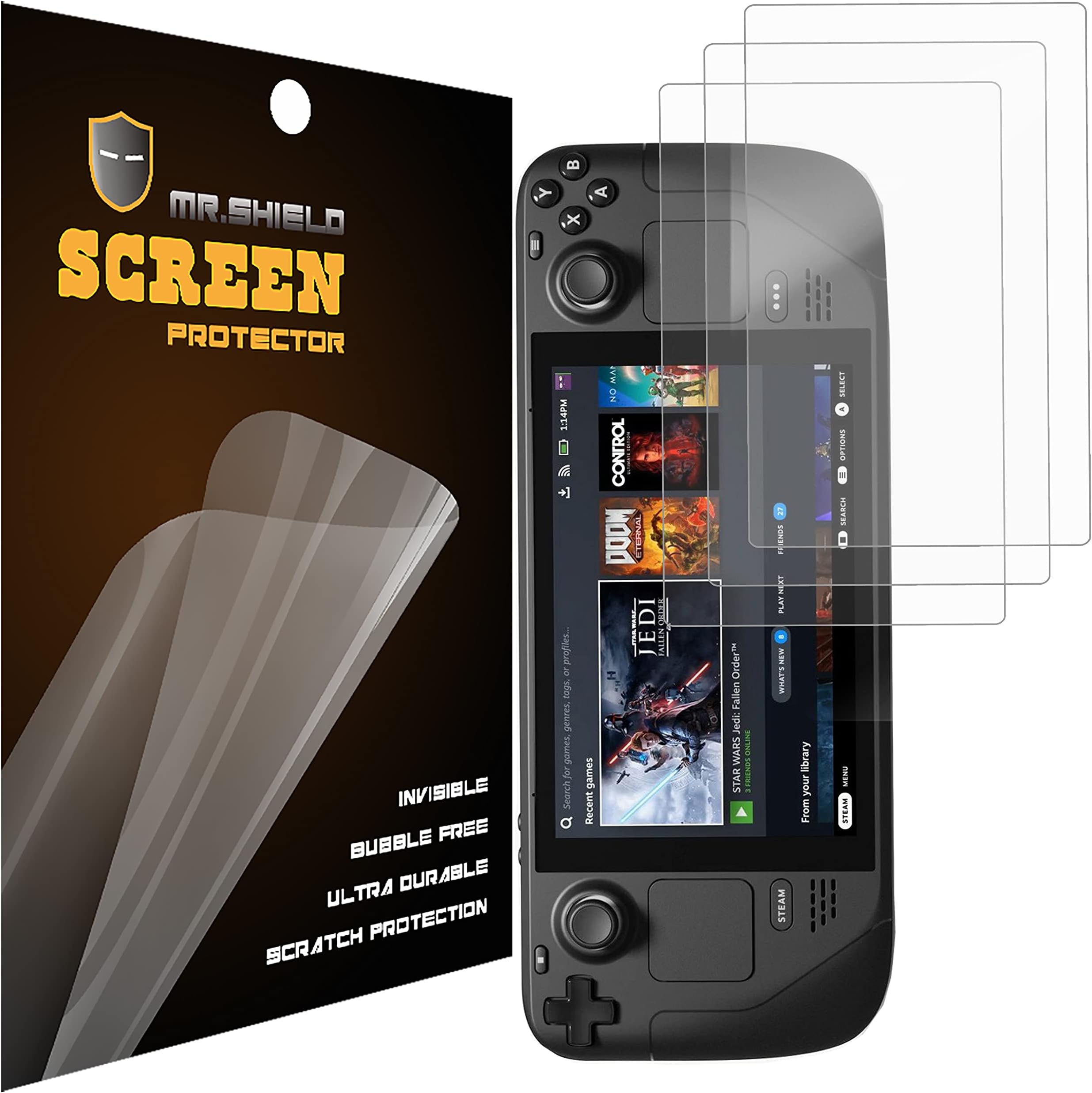Mr.Shield Screen Protector For Steam Deck/Steam Deck OLED 2021 & 2022 & 2023 Anti-Glare [Matte] [3-Pack] Screen Protector (PET Material)