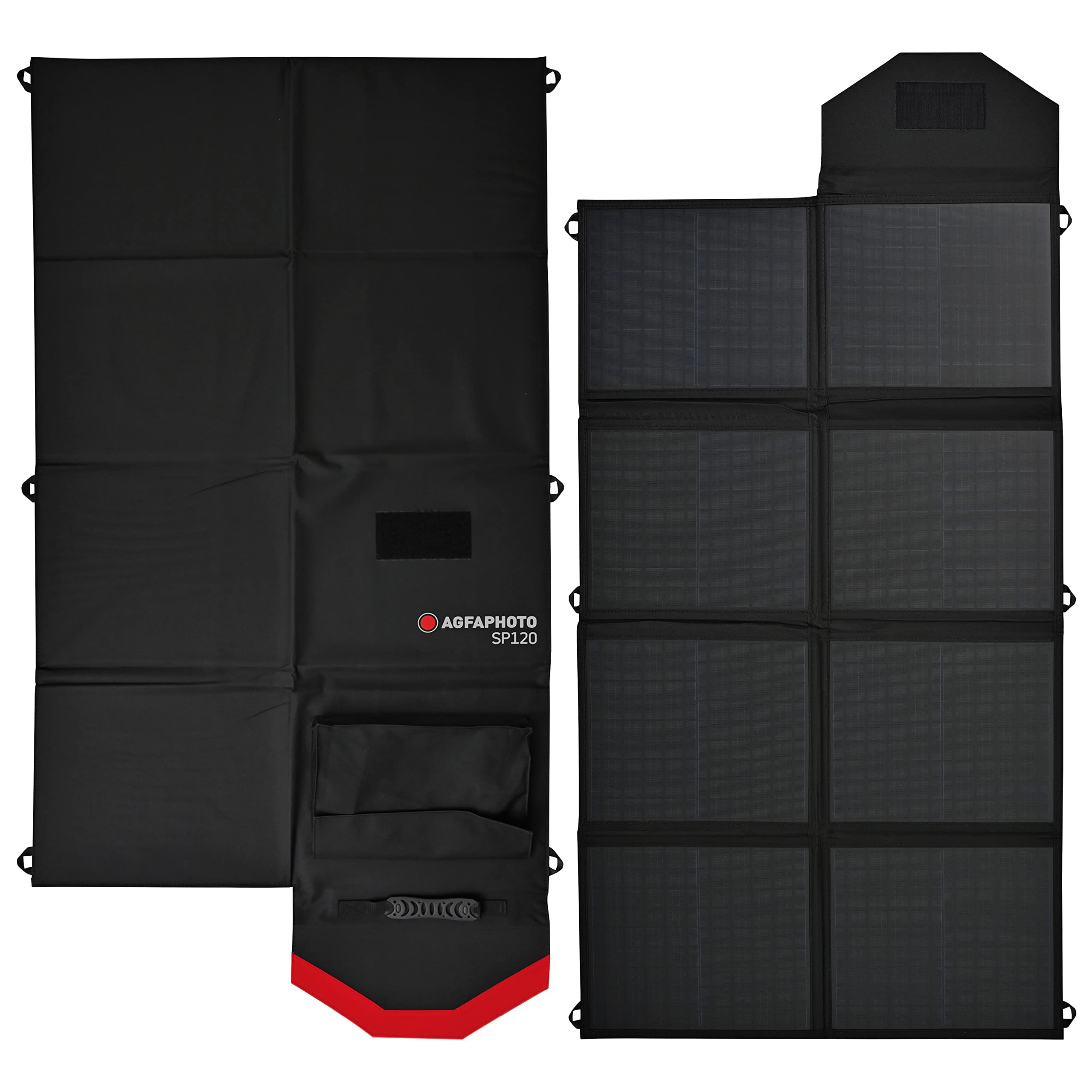 AGFAPHOTO Pannello solare SP120 | Caricatore solare esterno | Pieghevole per attività all'aperto | Alimentazione per vari dispositivi elettronici | Caricatore per luce solare per dispositivi mobili