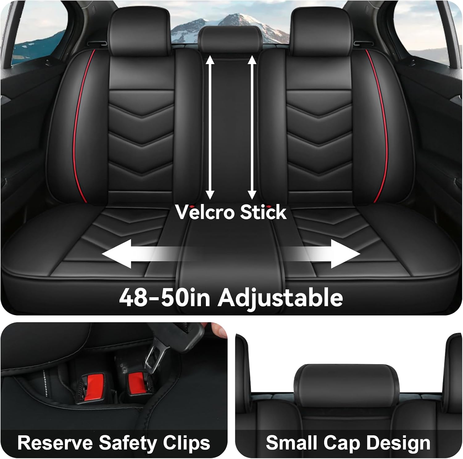 Car Seat Covers Fit for Jeep Renegade 2015-2024 Special Stitching and 3D Waist Support Automotive Seat Covers Premium Nappa Leather, Full Set, Black Red