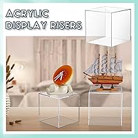 Vista 5 de Kigley 6 Pcs Acrylic Boxes for Display, 4''x4'', 5''x5'', 6''x6'', Small Square Clear Cube Nesting Riser Showcase Crystal Cupcake Stand Pedestal