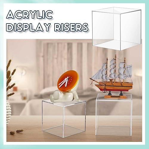 Miniatura 5 de 6 cajas acrílicas para exhibición, 4 x 4 pulgadas, 5 x 5 pulgadas, 6 x 6 pulgadas, pequeño cubo transparente cuadrado para anidar, escaparate de