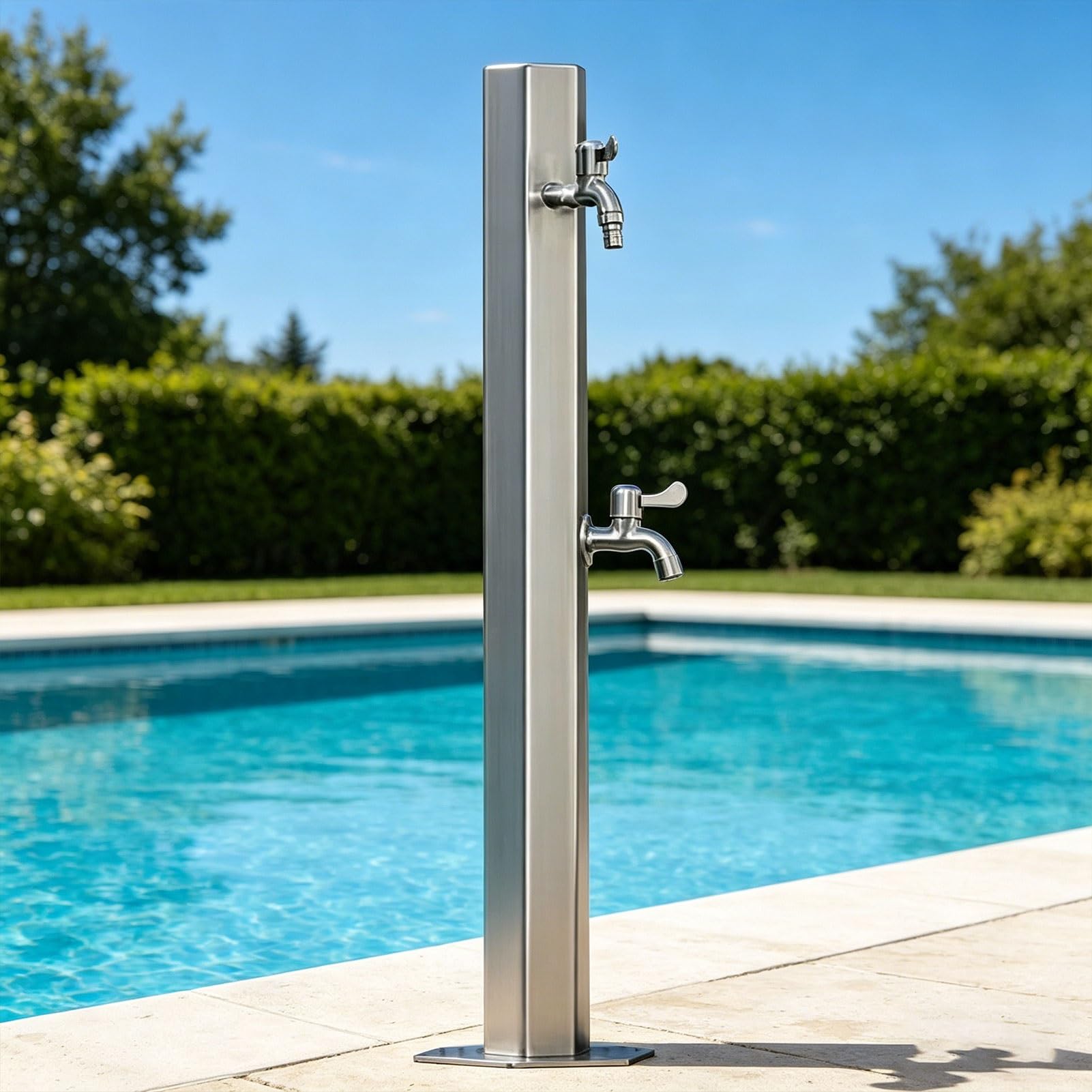 Sxbhdm One Color Outdoor Garden Water Column With Double Faucet, Stainless Steel Freestanding Floor Mounted Hydrant Water Tap, Antifreeze Frost Free Water Faucet For Irrigation Washing