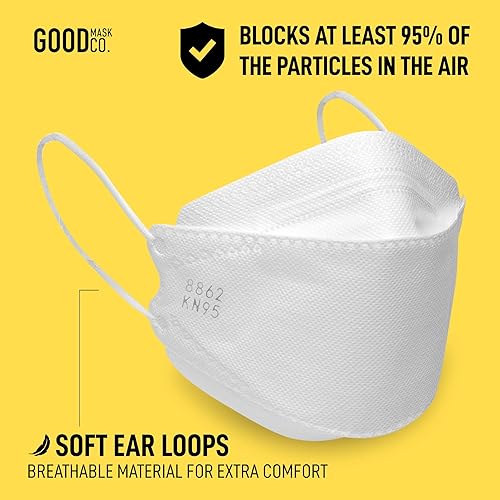 Miniatura 4 de Good Mask Co. Good Comfort - Mascarilla KN95, desechable KN95, plegable, cómoda, cubrebocas a granel