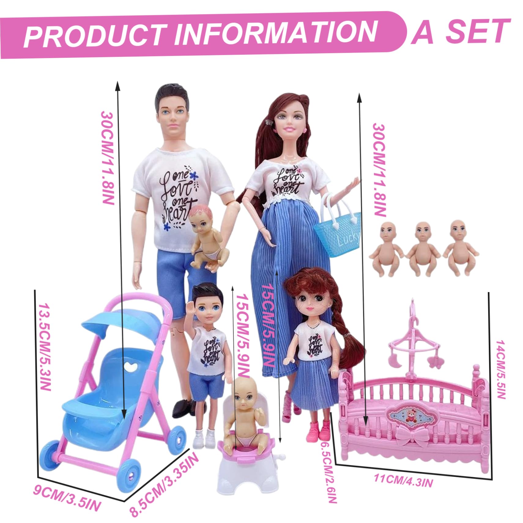 UCanaan Famille Poupées Ensemble 6 Personnes avec Papa Maman Enceinte 3 Enfants et Bébé Garçon dans Le Ventre Maman et 70 Pièces Accessoires pour l'éducation et Cadeau Jour d'anniversaire UCanaan Famille Poupées Ensemble 6 Personnes avec Papa Maman Enceinte 3 Enfants et Bébé Garçon dans Le Ventre Maman et 70 Pièces Accessoires pour l'éducation et Cadeau Jour d'anniversaire