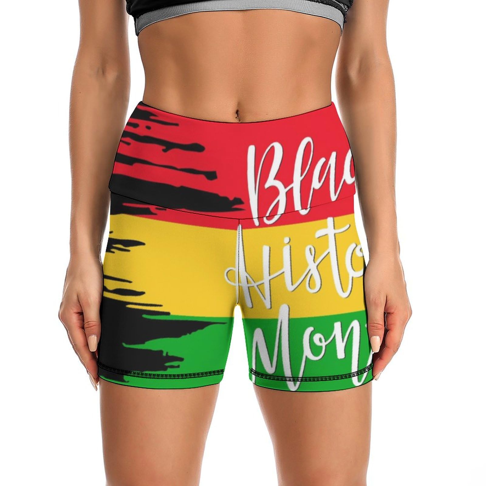 JYYAU Black History Month 2023 High Waist Yoga Shorts for Women Athletic Shorts Leggings Running Pants
