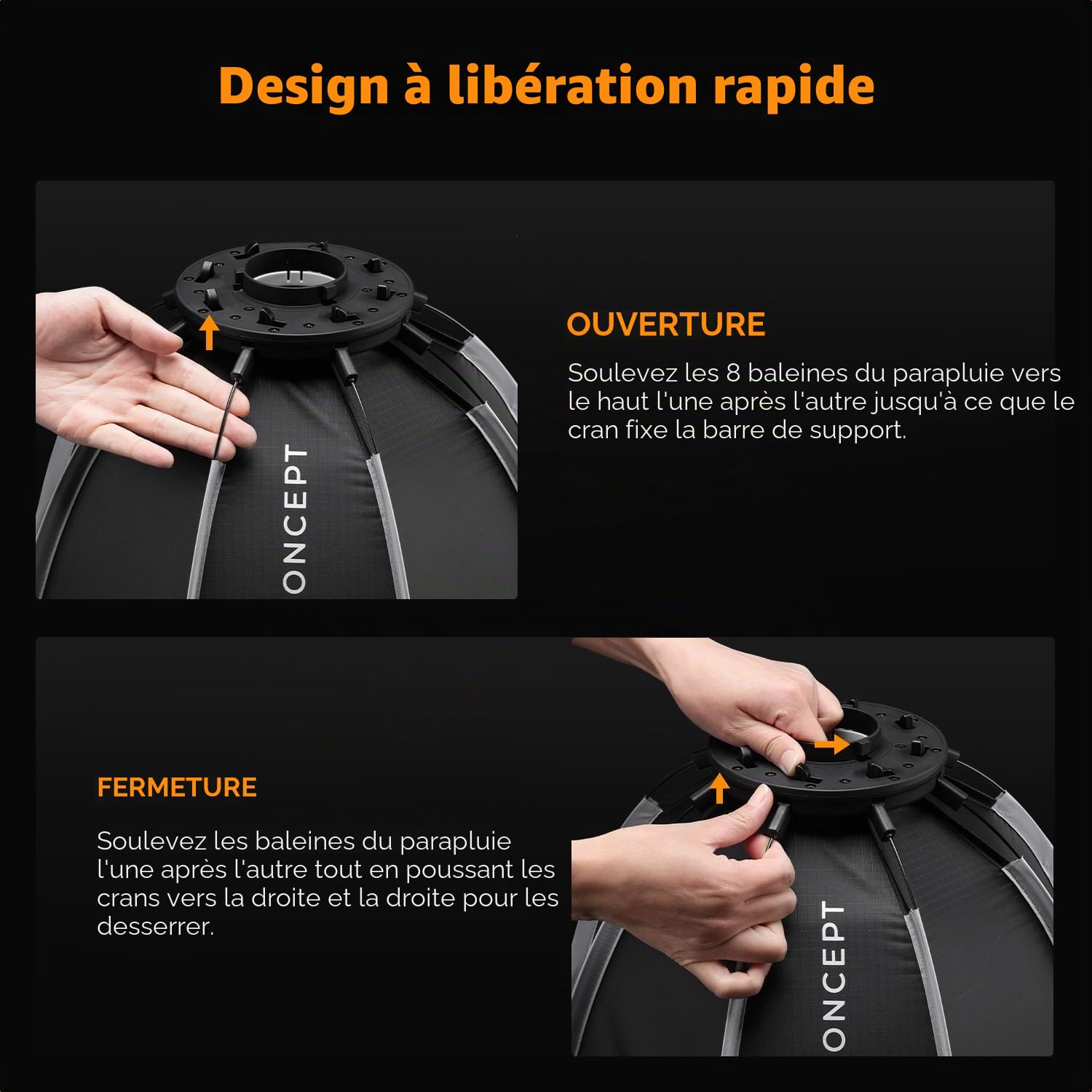 K&F CONCEPT Mini Softbox Octogonal 40cm Bowens pour Studio | Monture Bowens, diffuseur souple, portable compact, photographie portrait produit vidéo, LK04