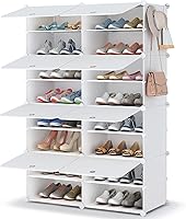 HOMIDEC 8-Tier Shoe Rack Organizer: Stores 32 Pairs, Sturdy Plastic Shelves for Closet, Entryway, Bedroom - Space-Saving Storage Cabinet