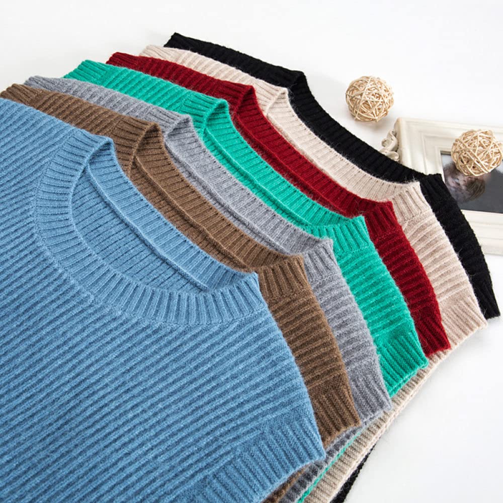 Camisetas Tirantes Mujer,Chaleco De Suéter Para Mujer Color Verde Sólido Corto Cuello Redondo Botón Lateral Abertura Moda Sin Mangas Jumper Chalecos Estilo Preppy Streetwear Jerseys De Punto Tank