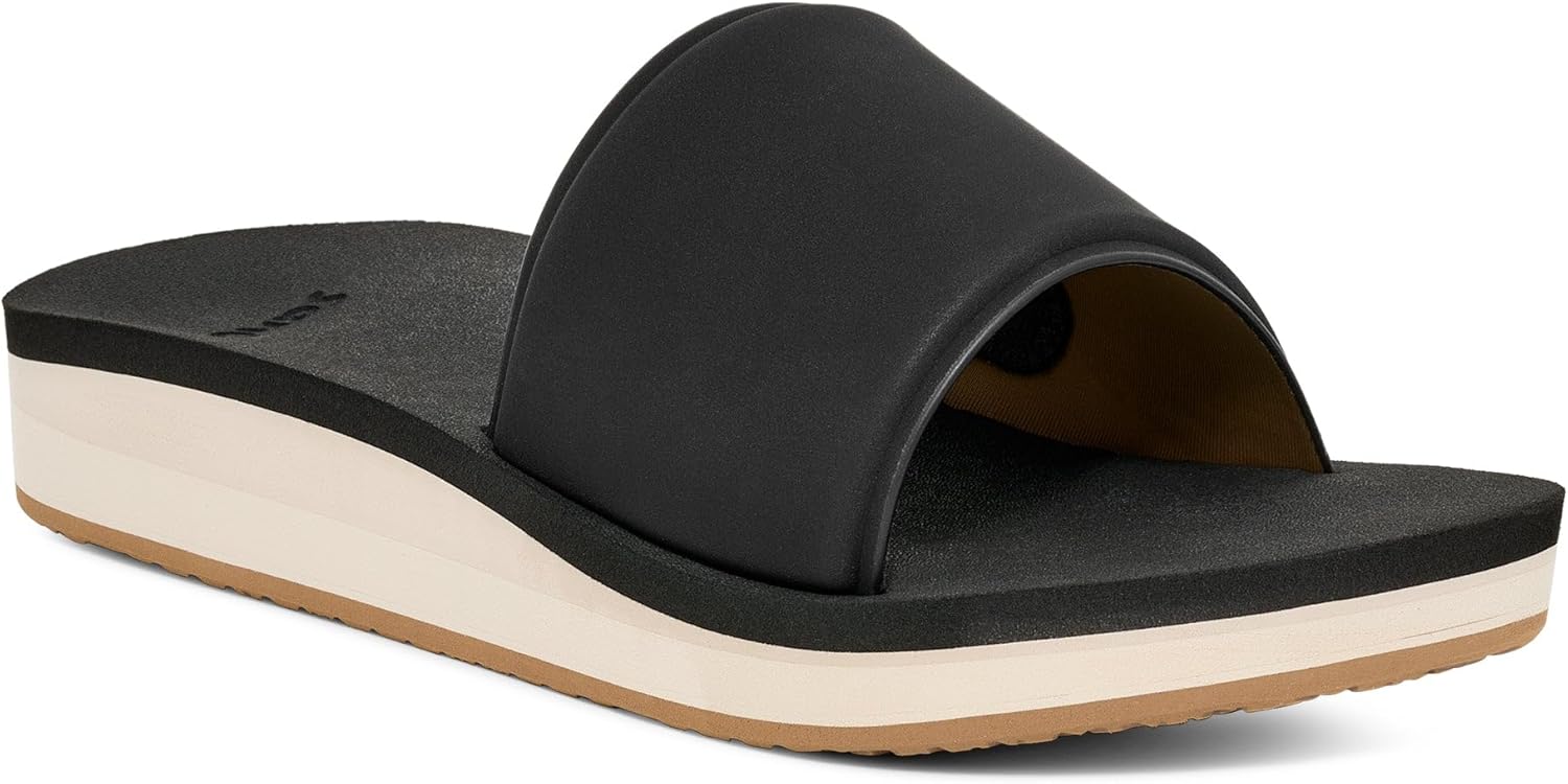 Sanuk Womens Highland Slide | Slide Sandals for Women | Platform Sandals | Water-Friendly & Vegan | Cushioned Comfort Footbed
