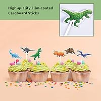 Vista 3 de WERNNSAI 36 decoraciones de dinosaurio para tartas – Decoración de cumpleaños de dinosaurio, decoración de cupcakes de dinosaurio, decoración