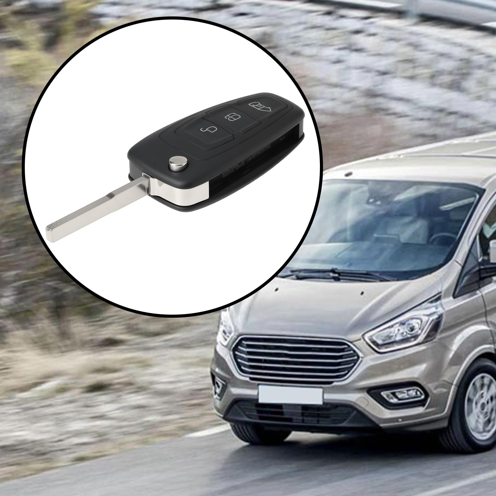 Étui de Clé 3 Boutons Compatible avec Ford Transit Connect Tourneo Custom