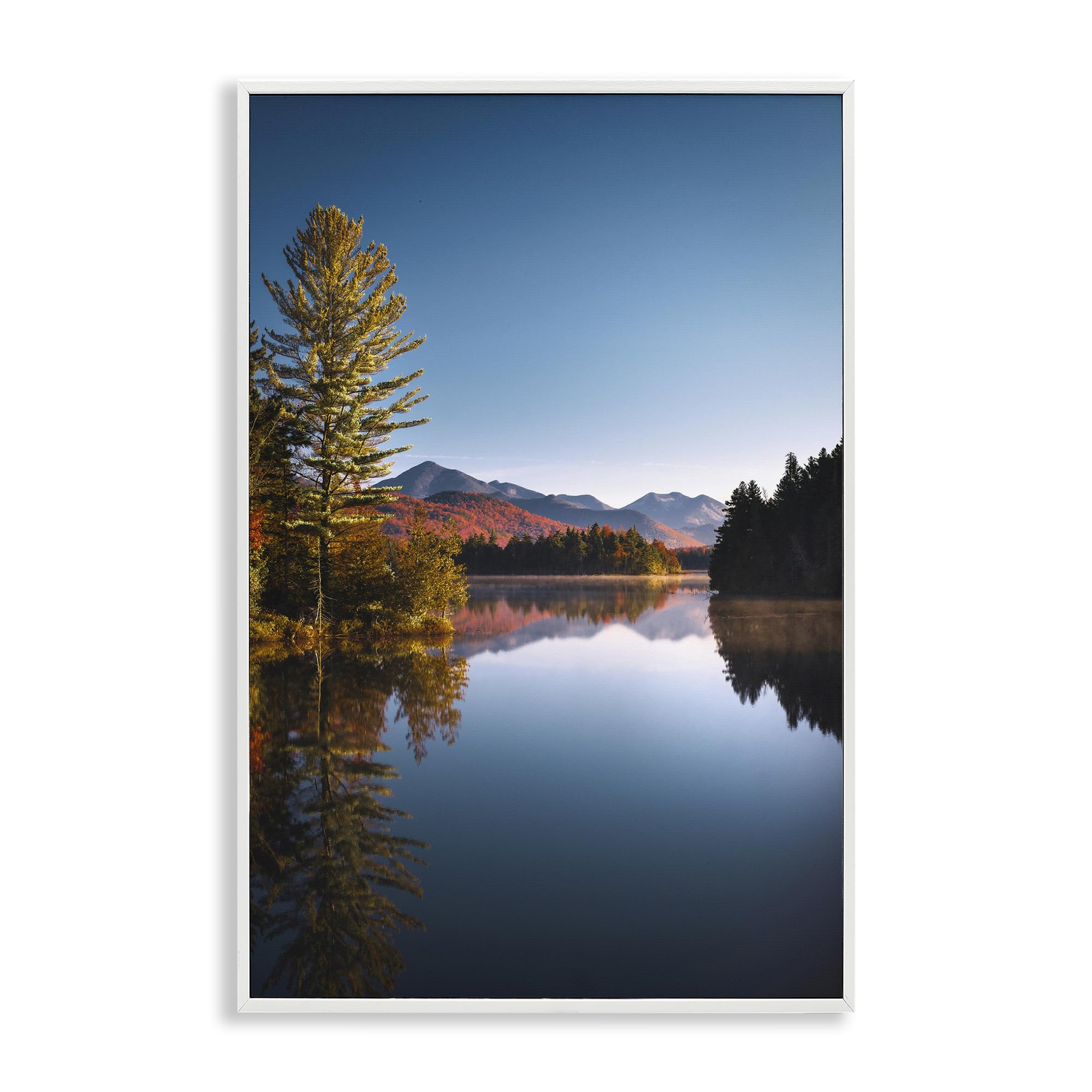 Stupell Industries Coastal White (Textured) Autumn Morning Wilderness Landscape, 16 X 24 Inch Framed Giclée Print