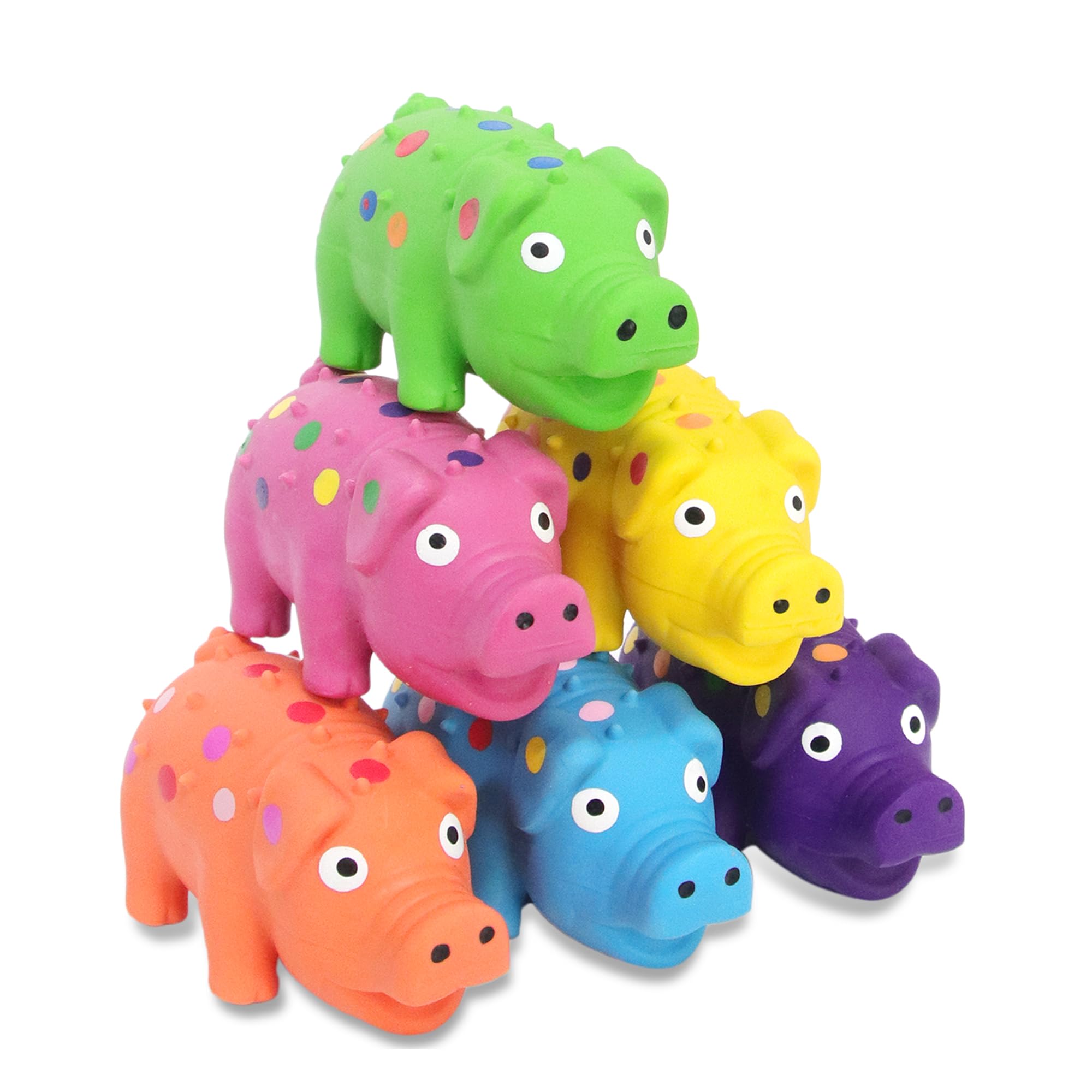 Lot de 6 jouets couineurs pour chien, cochon en caoutchouc pour chiot, chiens de petite et moyenne taille, jouets à mâcher interactifs durables en latex de 10,2 cm