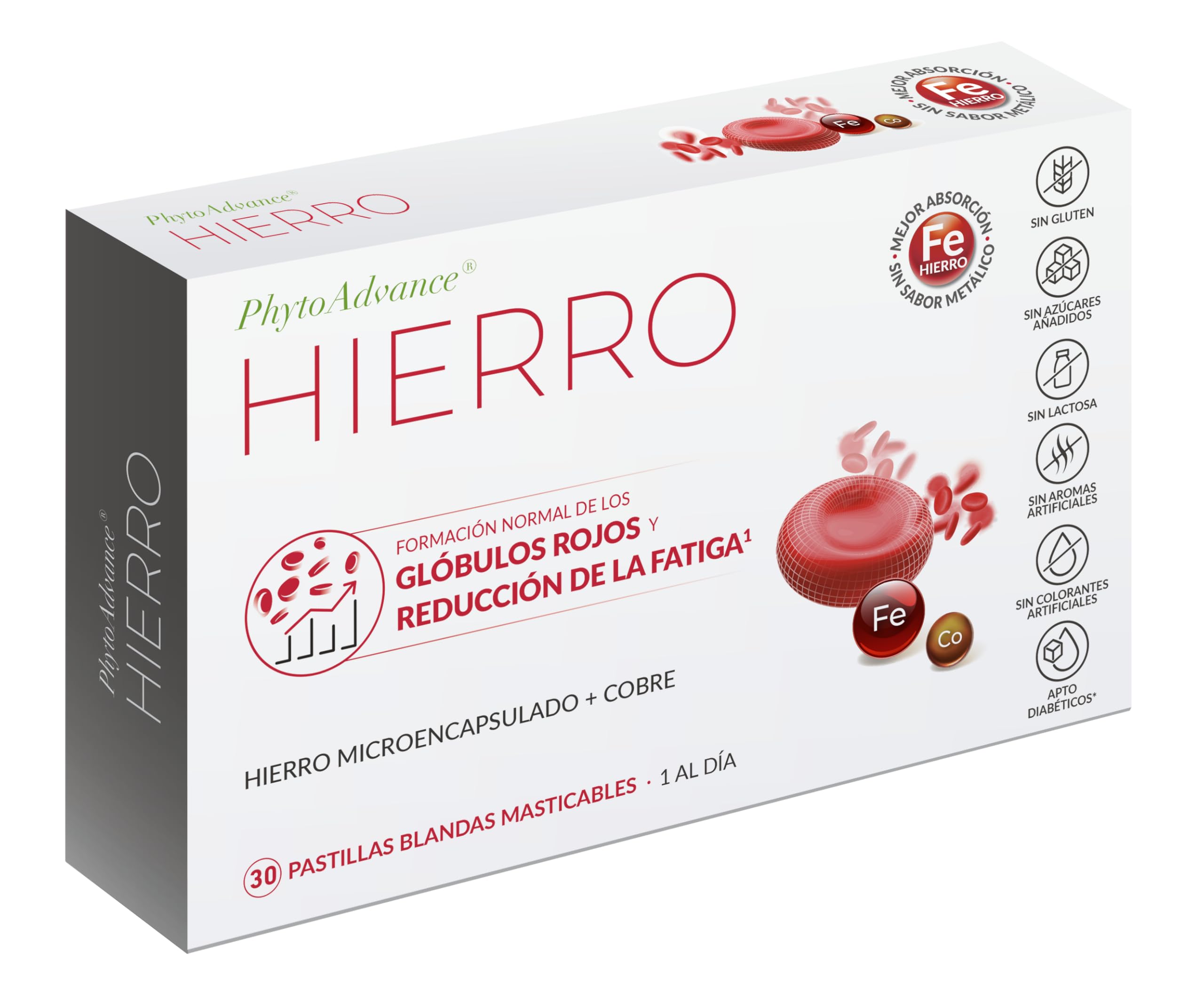 AlchemLife - PhytoAdvance Hierro | Formación de Glóbulos Rojos y Energía | 30 Pastillas Blandas Masticables | Reduce Cansancio y Fatiga | Tecnología Lipofer de Alta Absorción | Sin Sabor Metálico