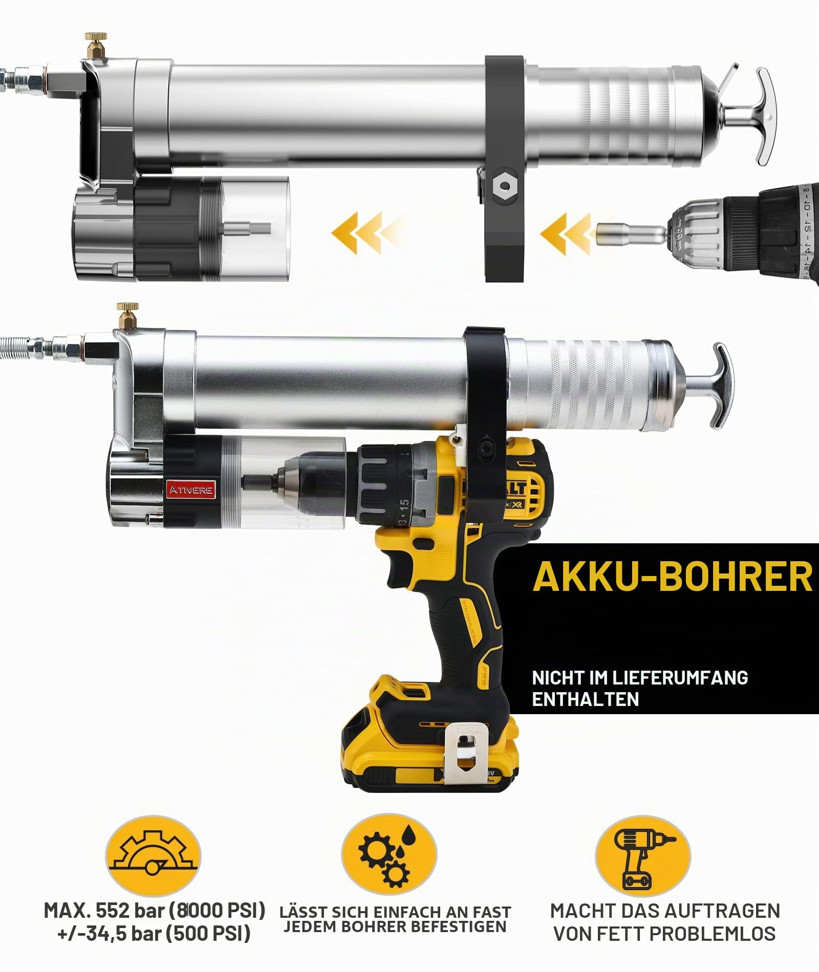 Fettpresse Bohrer Adapter Pneumatisches Werkzeug Elektrische Bohrmaschine Schlagschrauber Universal Umwandlung Pistolenkopf,Electric Schmierpressen
