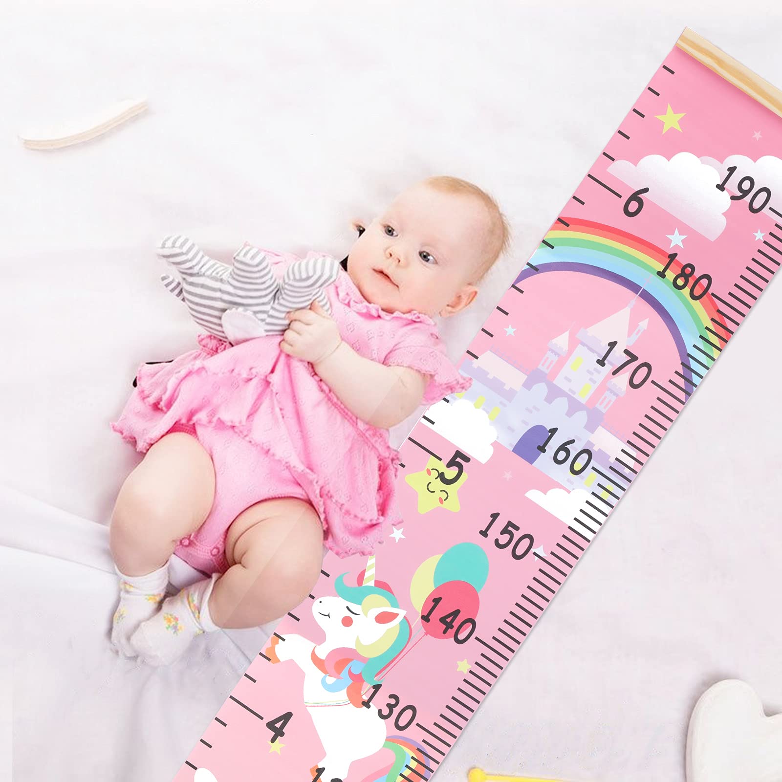 Hifot Toise Murale Enfant Licorne, Tableau de Croissance Enfants Dessin animé Toile mur Pendaison Règles, Unicorn Decoration Chambre Bebe Fille Garçons 190 cm * 20 cm