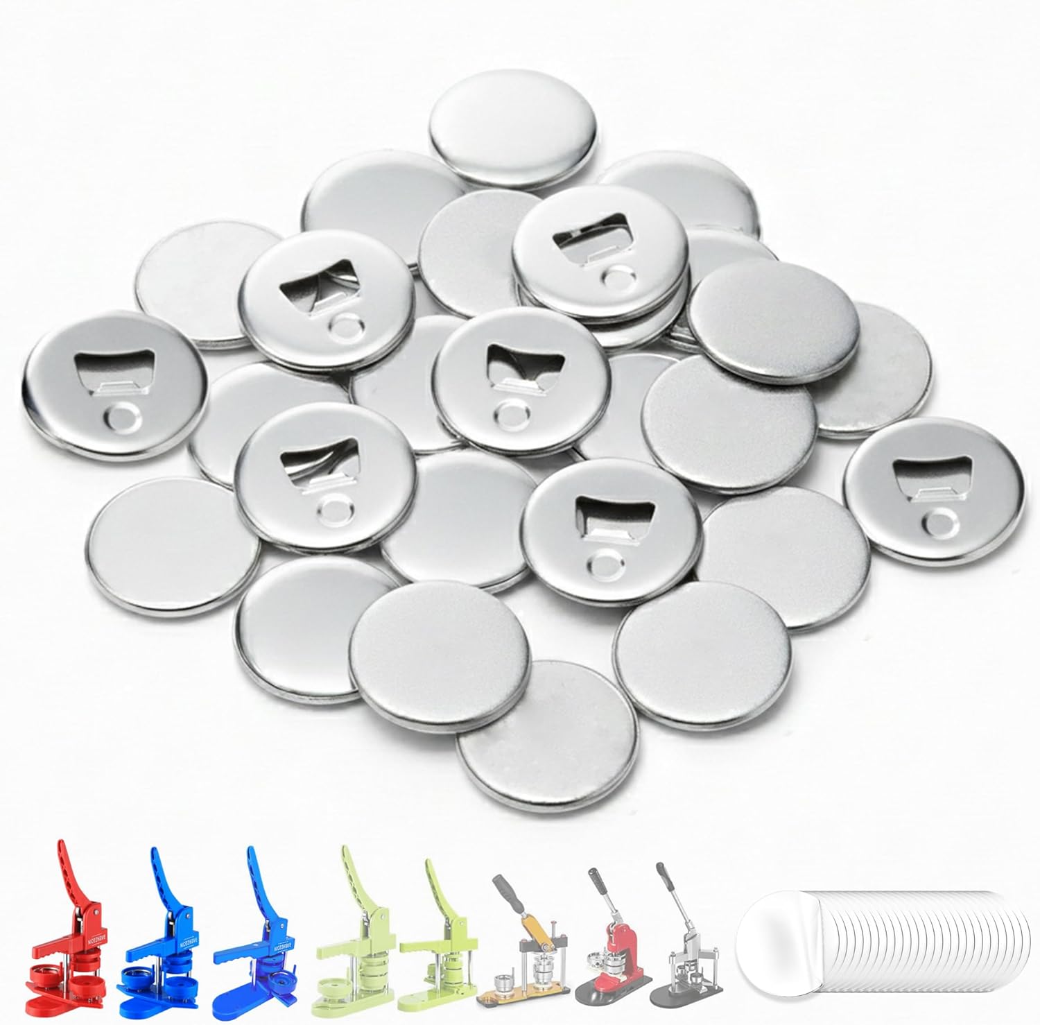 Nice2Have 25 Sets of Bottle Opener Buttons 2.25 inch (58mm) - Button Maker Supplies for Button Maker Machine